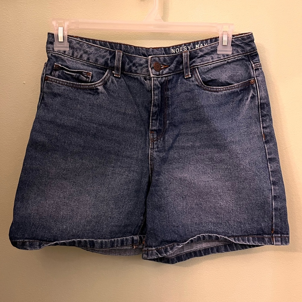 Noisy May Blue High-Rise Denim Shorts, Medium